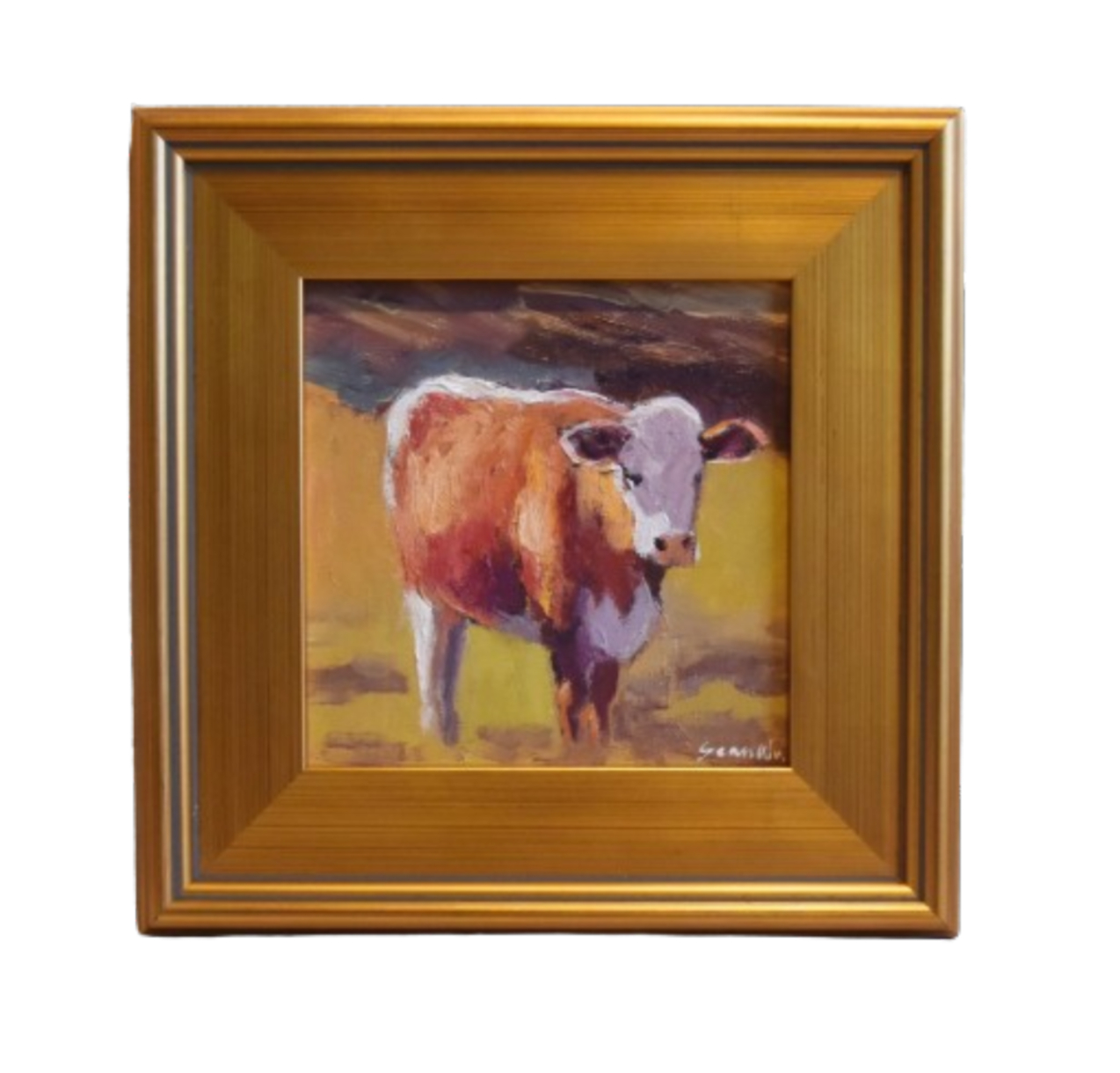 Hereford Cow Portrait Oil Painting~P77684265