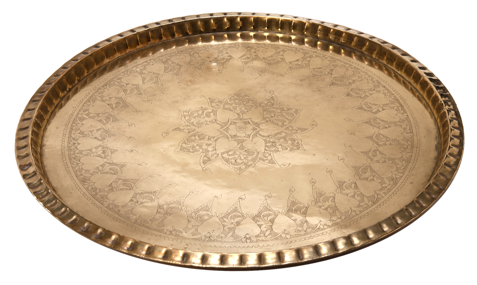 Large Etched Brass Tray / Scalloped Edge~P77669009