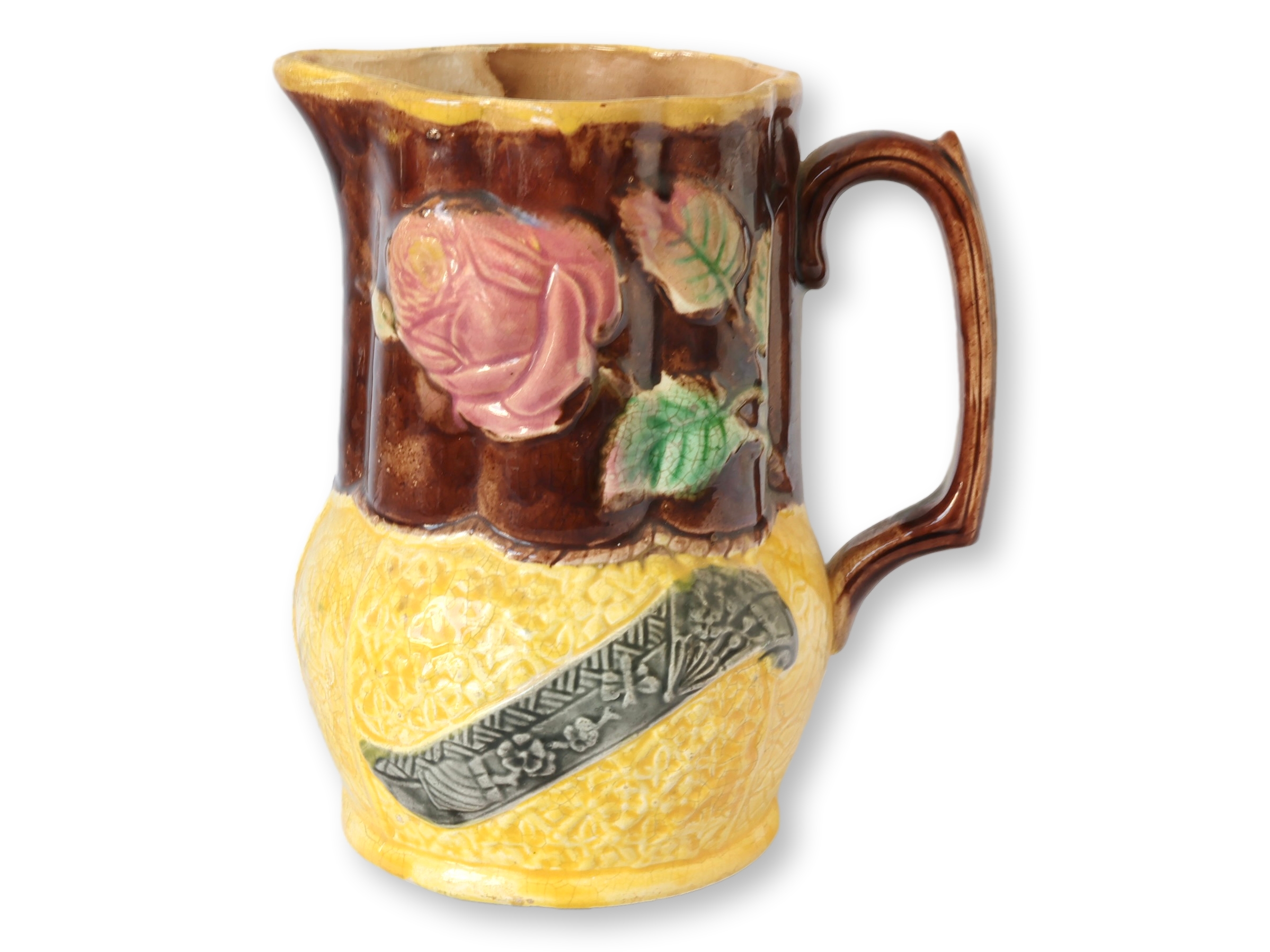 Victorian Majolica Rose & Fern Pitcher~P77739090