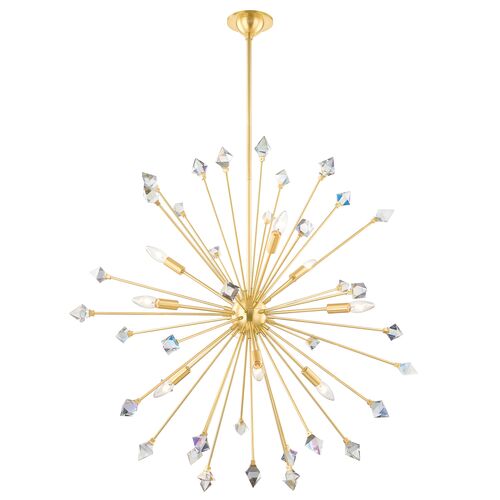 Noa Sputnik Chandelier, Iridescent Crystal/Aged Brass