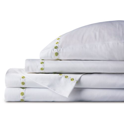 Tivoli Sheet Set, White/Lime