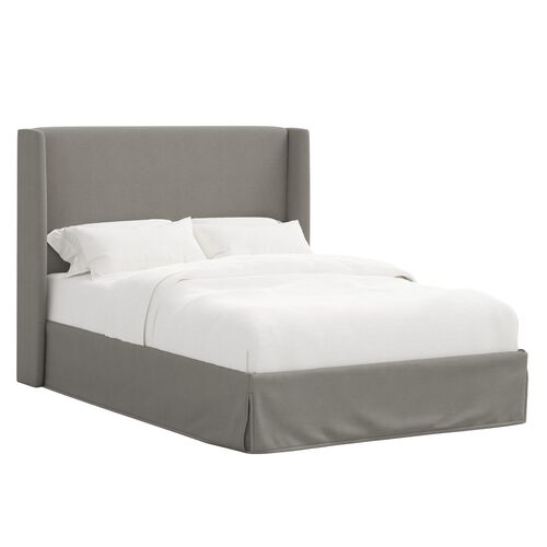Charlotte Skirted Wingback Bed, Linen Charlotte Skirted Wingback Bed, Linen
