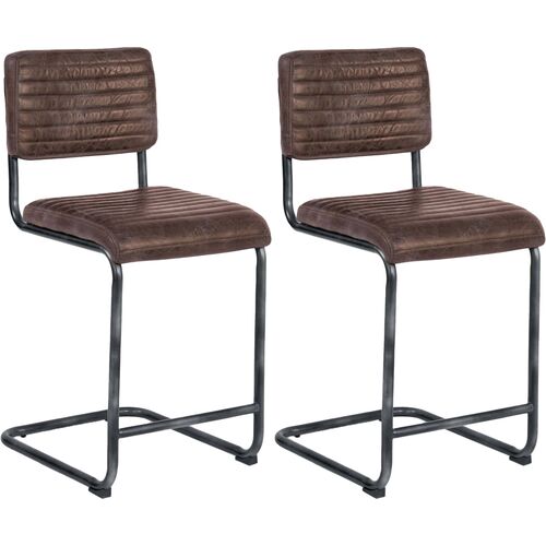 Dylan S/2 Leather Counter Stools, Distressed Whiskey~P111119666
