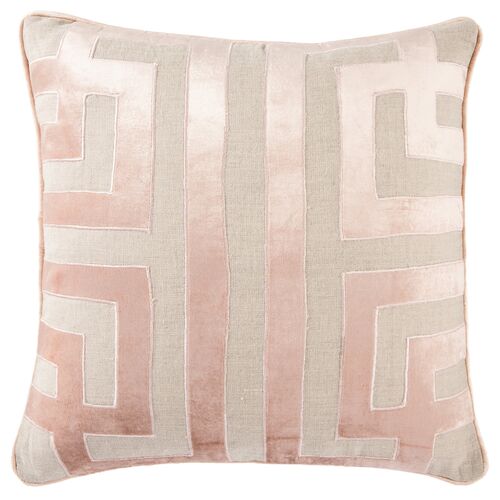 Della 22x22 Pillow, Beige/Pink Linen~P77622140