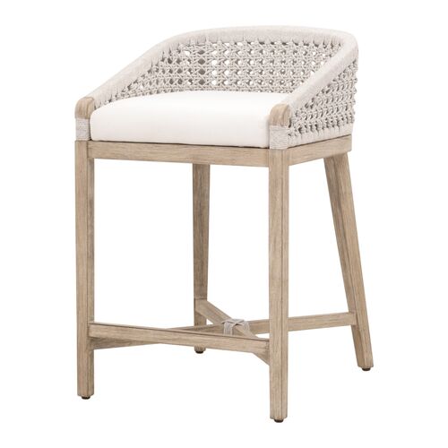 Sunny Mahogany/Rope Counter Stool, Pearl/Natural Gray