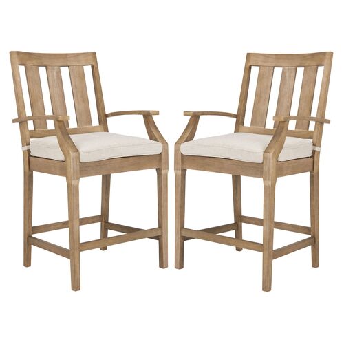 S/2 Paxton Outdoor Counter Stools, Natural/White