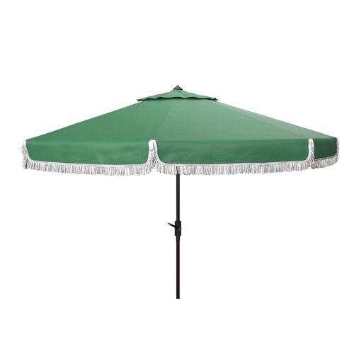 Roma Fringe Outdoor Patio Umbrella, Hunter Green~P77647837