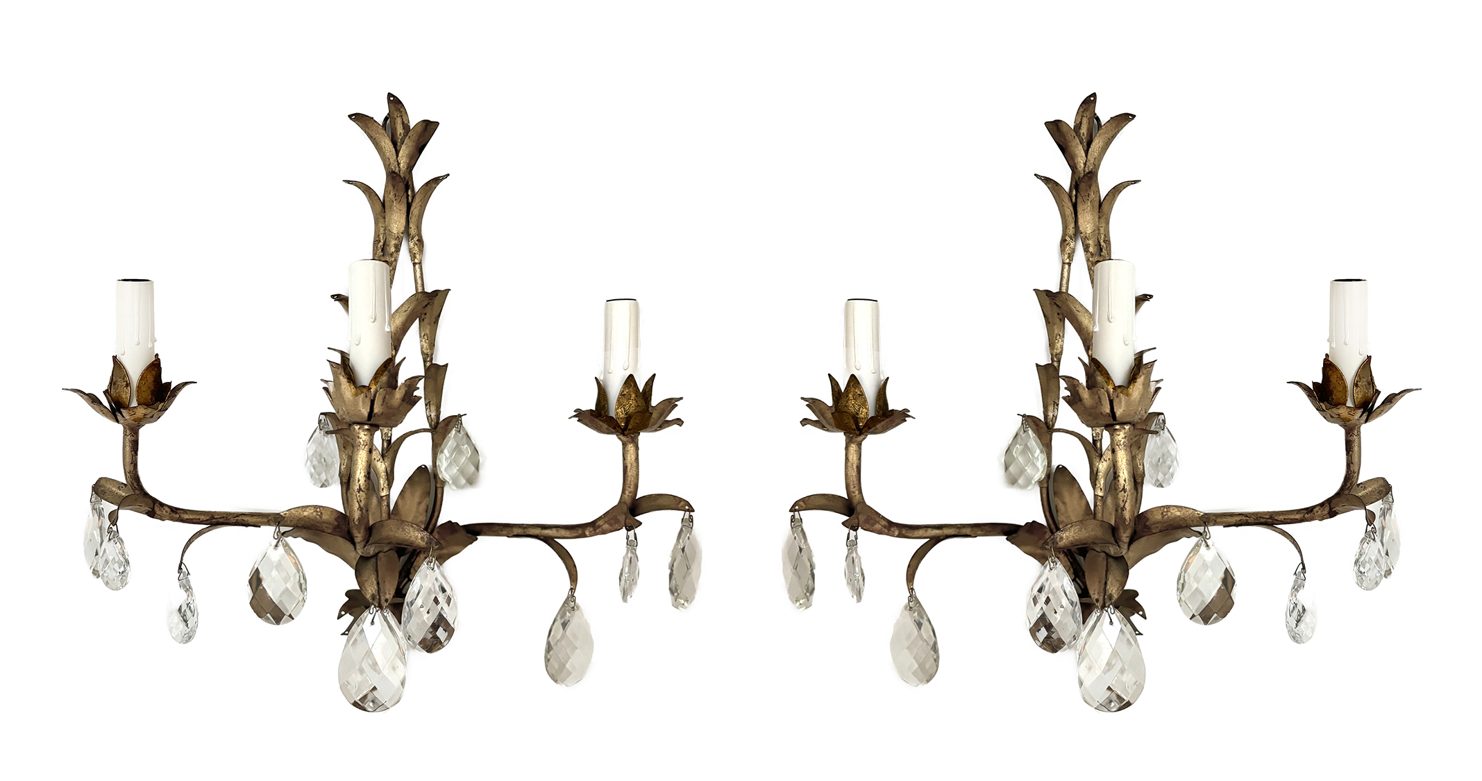 3 Candle Sconce Pair