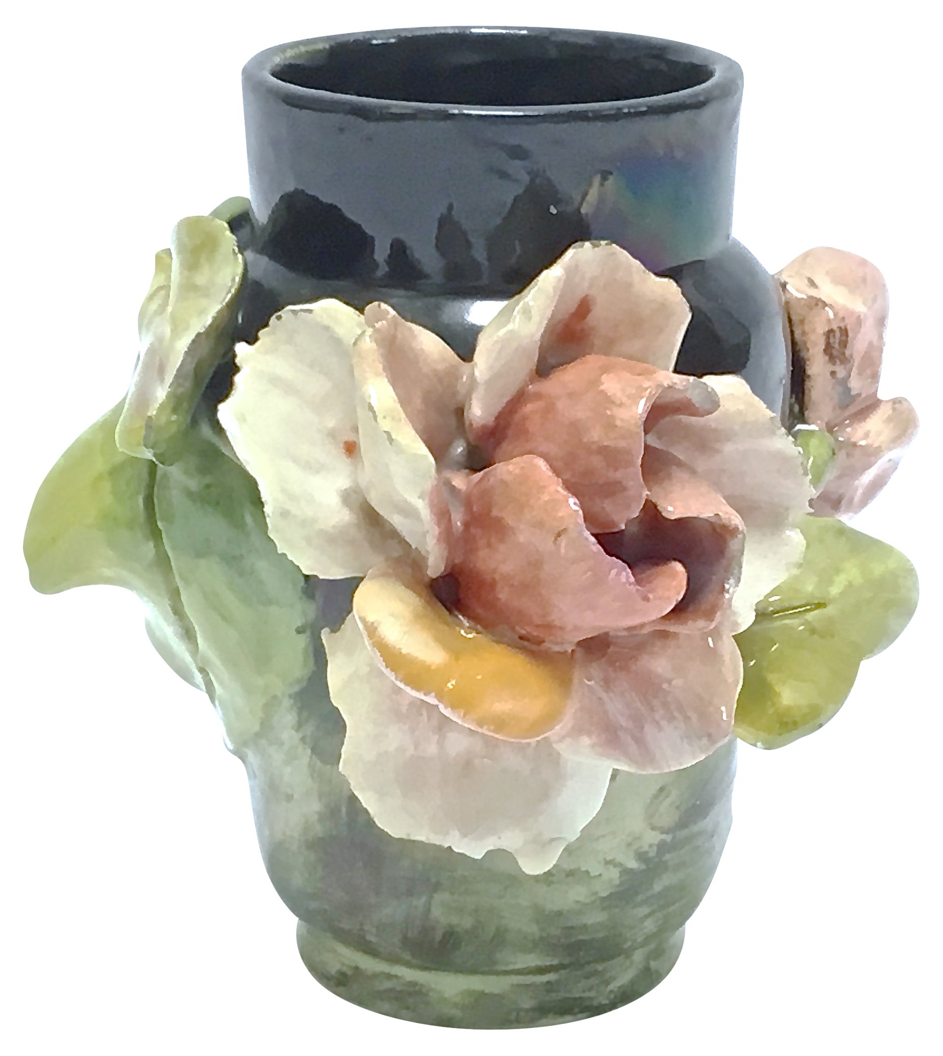 Floral French Barbotine Majolica Vase~P77466993