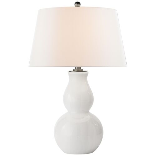 Open Bottom Gourd Table Lamp, White Glass~P75926023