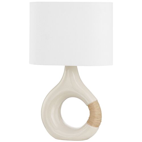 Mindy Round Table Lamp, Ivory Crackle