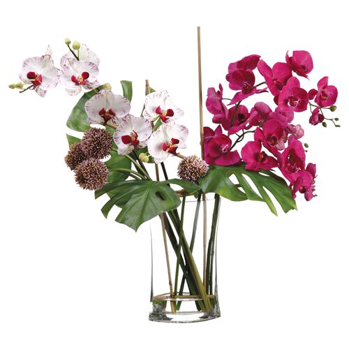 28" Allium & Phalaenopsis w/ Vase, Faux~P76910778