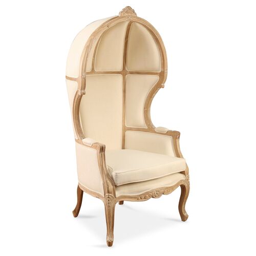 Monk Canopy Chair, Off-White Linen~P77444233