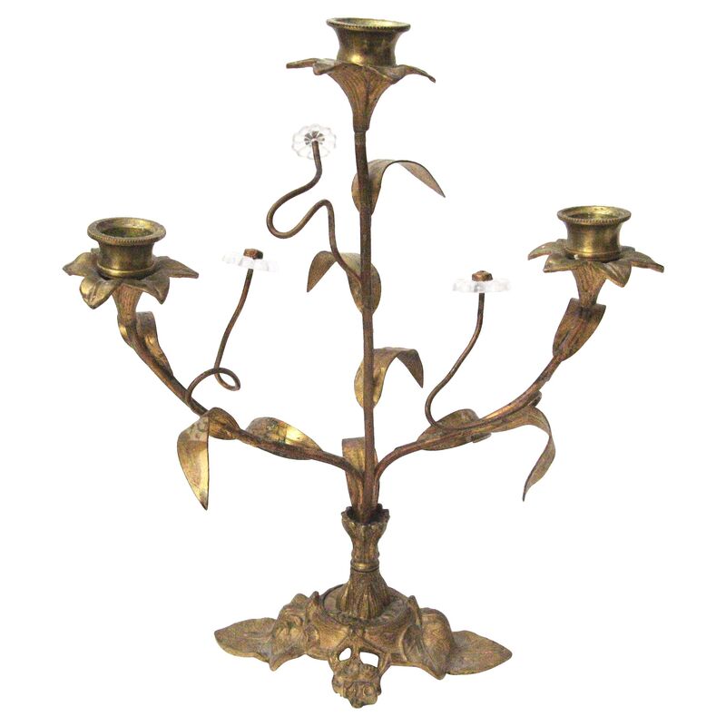 CW House Eclectic - Gilt Tole & Glass Candelabrum | One Kings Lane