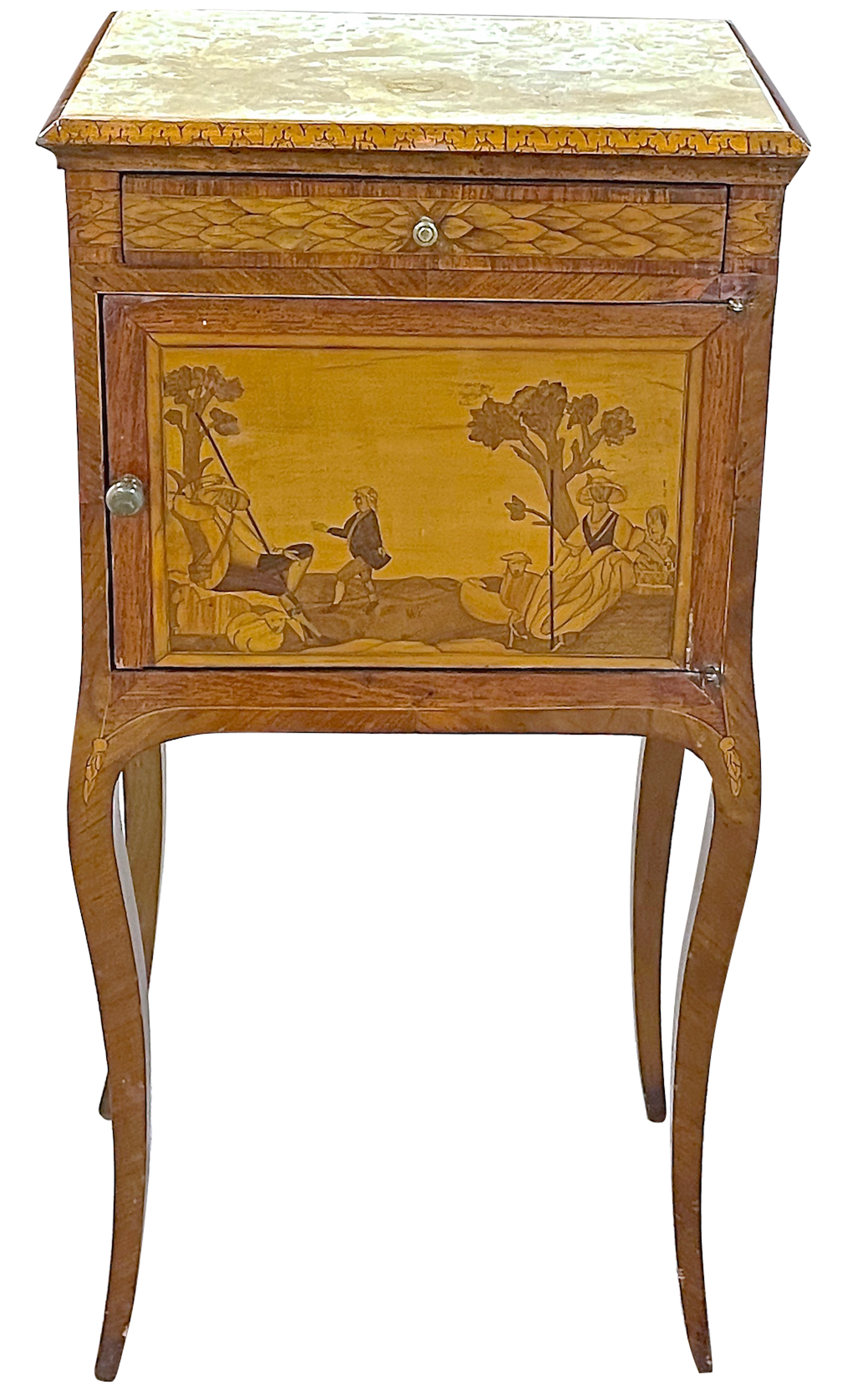 Small Antique Wood Inlaid Side Table~P77620470