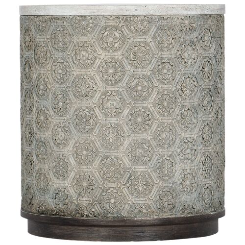 Melange Greystone Round End Table, Gray