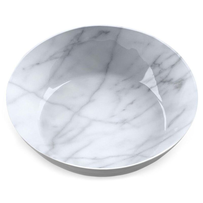 S/6 Marbled Melamine Bowls, White