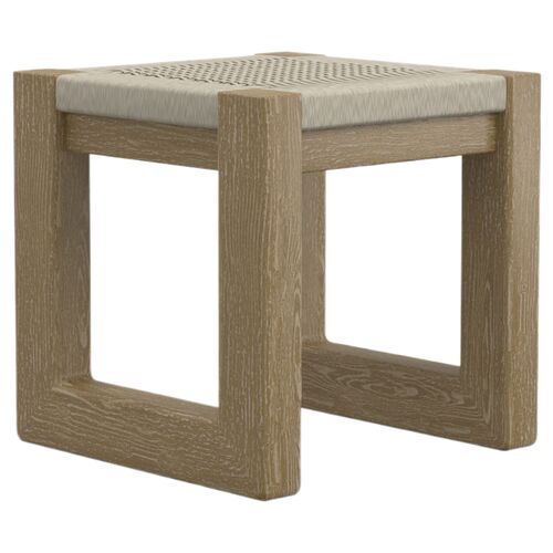 Liyla Outdoor Teak/Resin Wicker End Table, Brown Liyla Outdoor Teak/Resin Wicker End Table, Brown