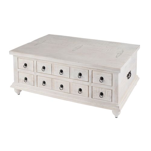 Maddox Storage Trunk Coffee Table, Distressed White