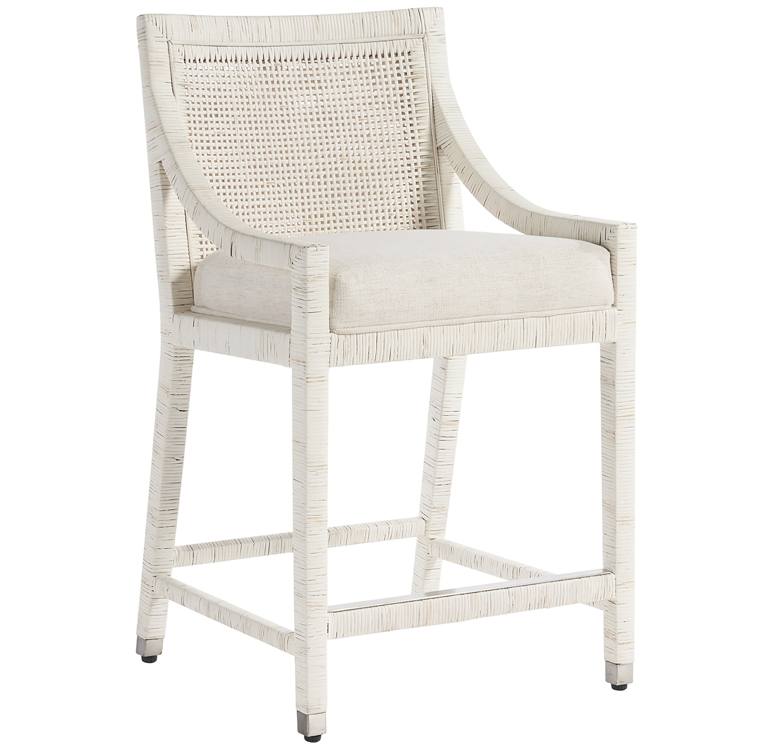 Coastal Living Marino Counter Chair, White Rattan/Snow | One Kings Lane