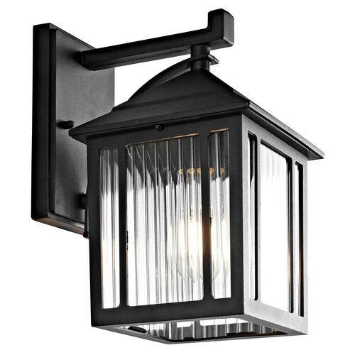 Arren Outdoor Wall Lantern, Clear/Black