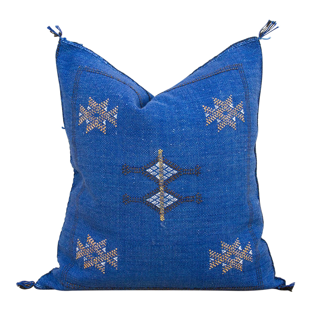 Sapphire Moroccan Silk Rug Pillow~P77662018
