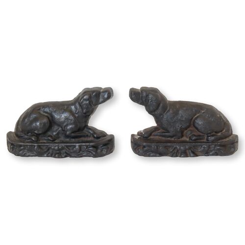 Antique Cast Iron Dog Ornaments, Pair~P77663054