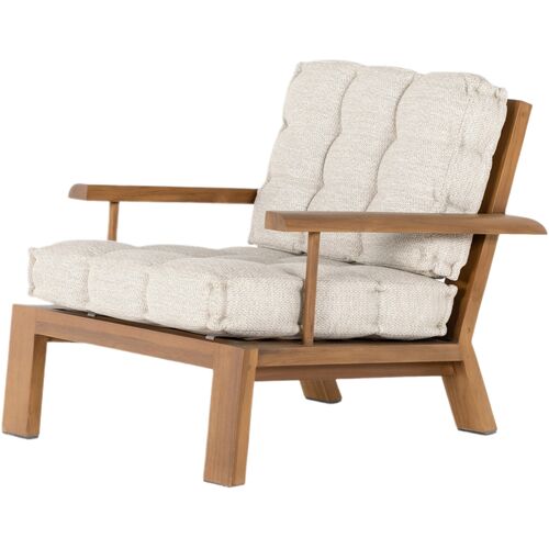 Valerie Outdoor Teak Lounge Chair, Tufted Faye Sand