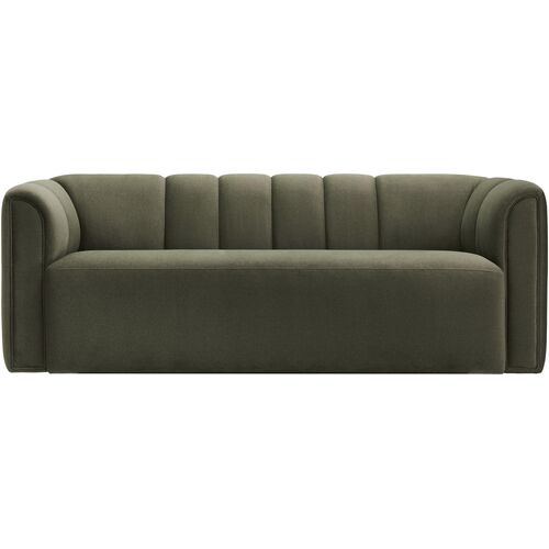 Yoselin 86" Velvet Sofa, Olive