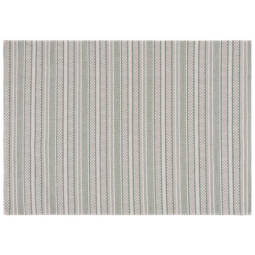 Boho Stripe Rug, Green/Ivory