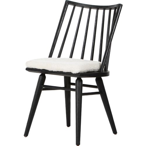 Brody Windsor Dining Chair, Black/Sheepskin~P77642205