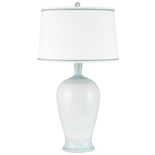 Ketty Porcelain Table Lamp, White/Light Blue