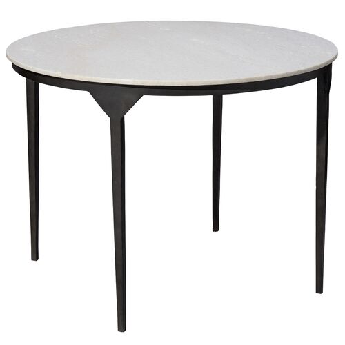 Dante Round Marble Dining Table, White/Black