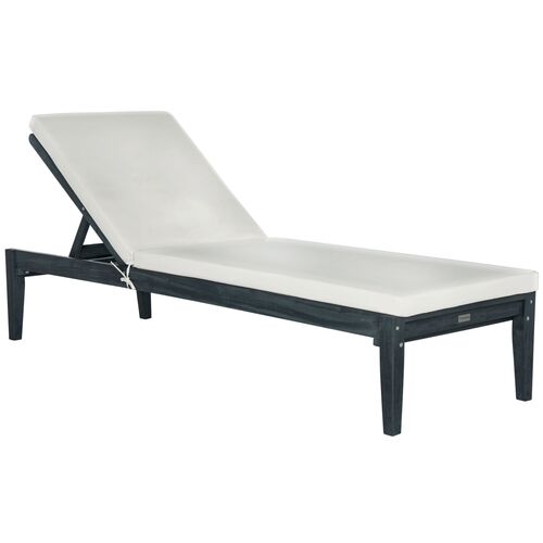 Del Mar Outdoor Wood Chaise, Slate Gray/White~P77446519
