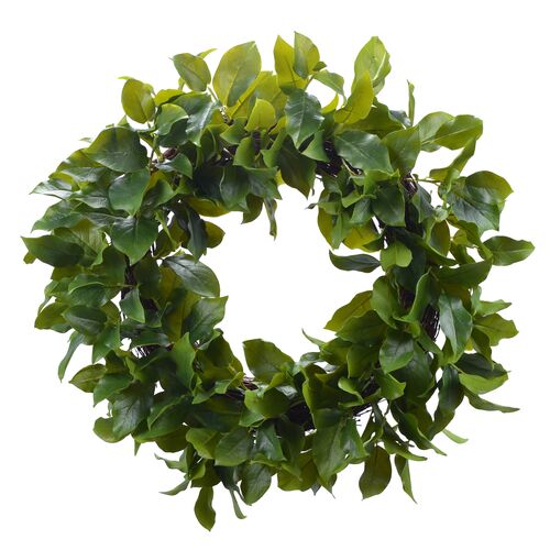 24" Salal Leaf Wreath, Green