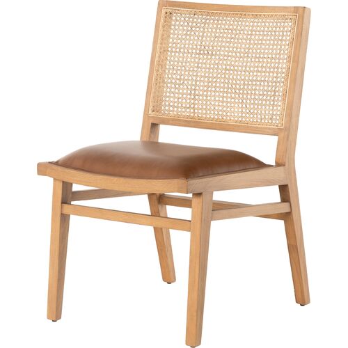 Louna Cane Dining Chair, Butterscotch Leather~P77650335