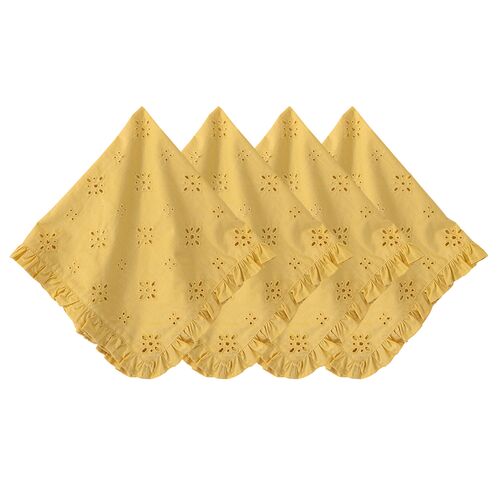 S/4 Eyelet Napkins, Sunflower Yellow