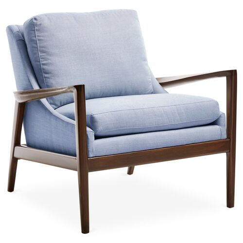 Ebonwood Accent Chair, Blue Linen~P77335889