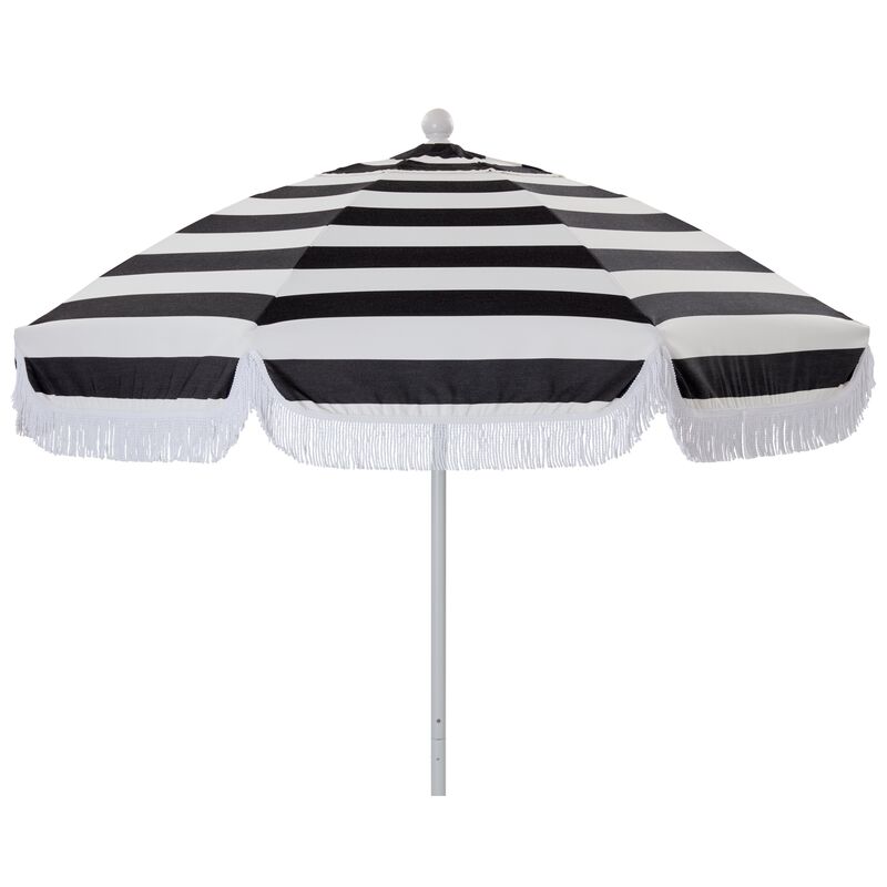 Elle Round Patio Umbrella, Black/White