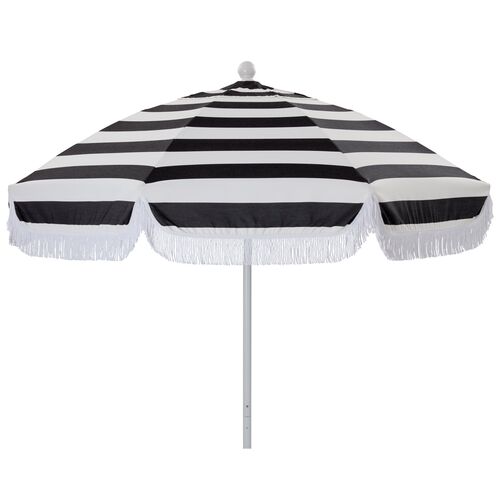 Elle Round Patio Umbrella, Black/White~P77524360