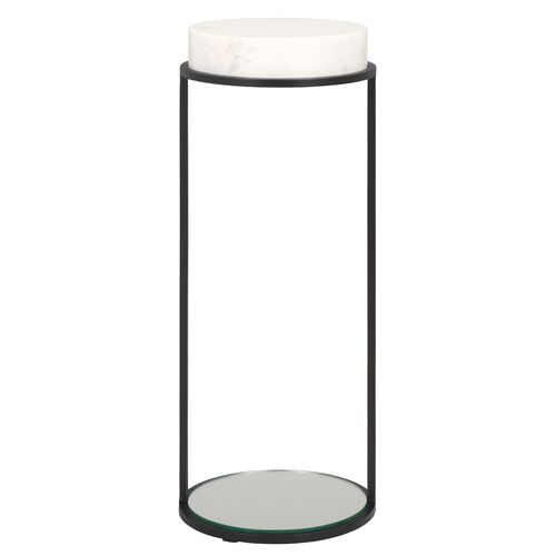 Felicity Marble Drink Table, Black/White
