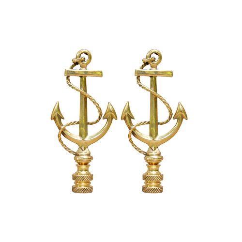 Brass Anchor Lamp Finials - a Pair~P77657084