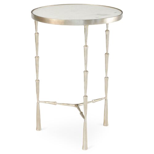 Spike Round Marble Side Table, Nickel~P77208318