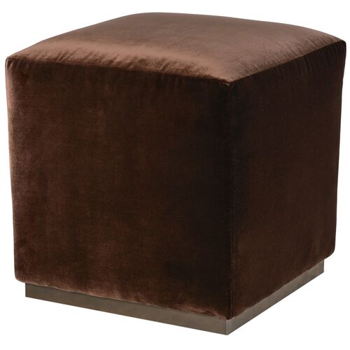 Madden Square Velvet Ottoman, Raisin