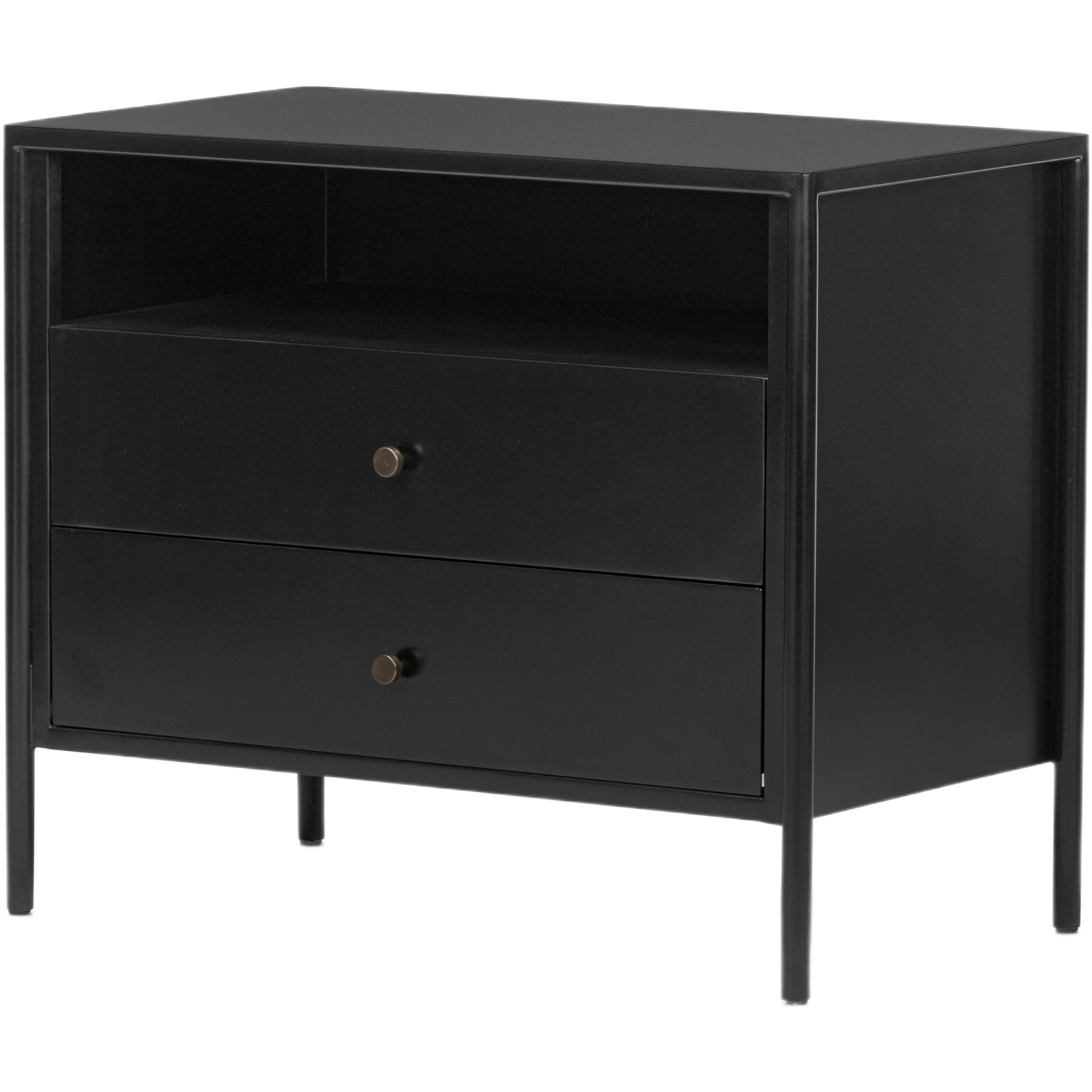 Bayon 2-Drawer Nightstand, Black Iron