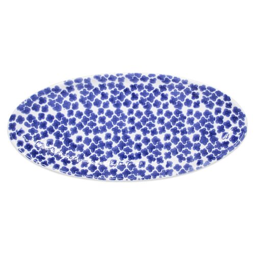 Santorini Flower Oval Platter, White/Blue~P77580682