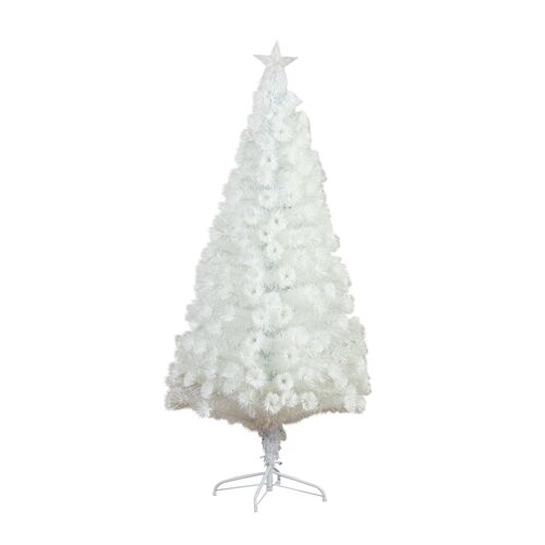 6ft. Pre-Lit Fiber Optic Artificial White Christmas Tree with Star Tree Topper