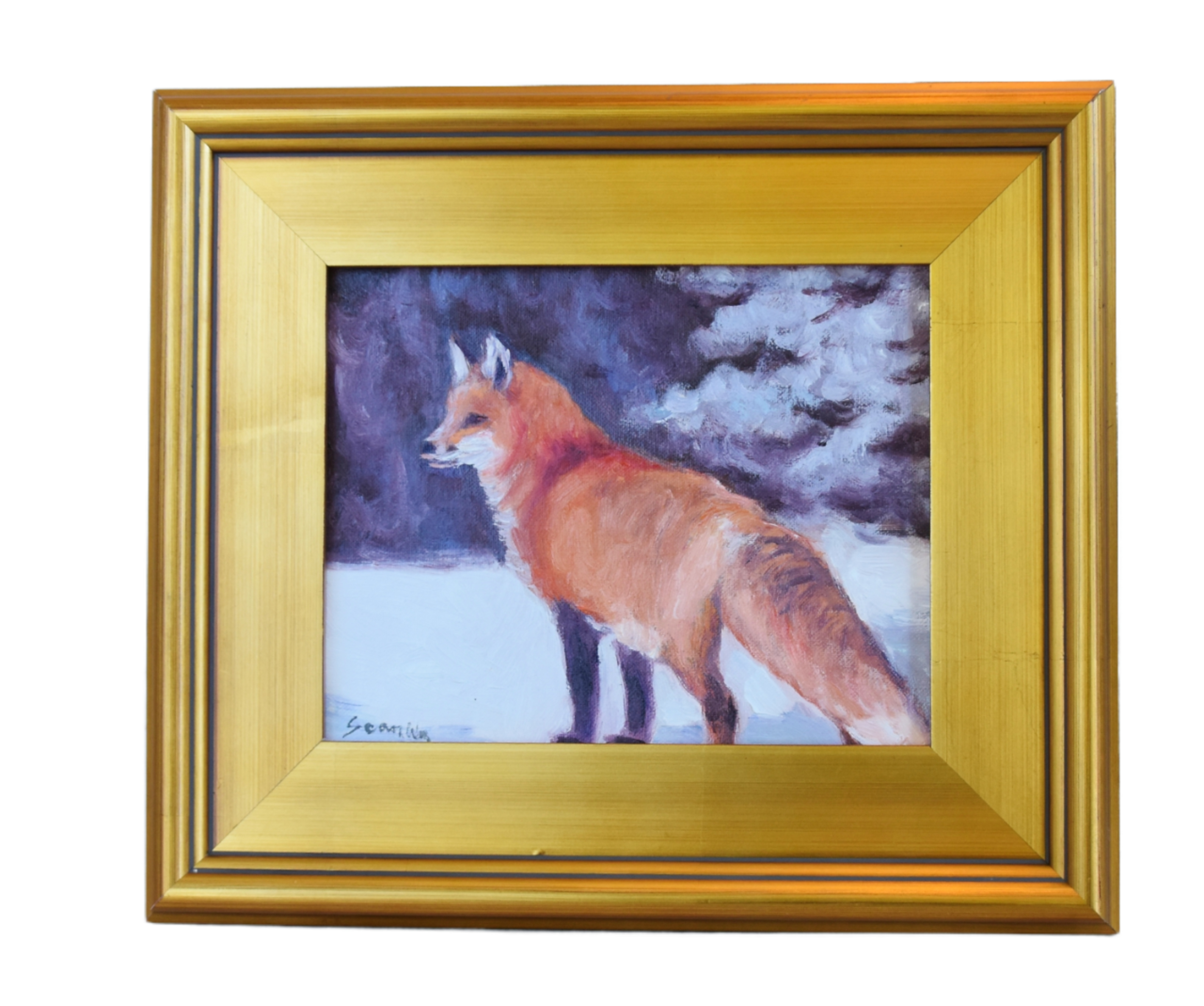 Red Fox Snowy Landscape Oil Painting~P77668522