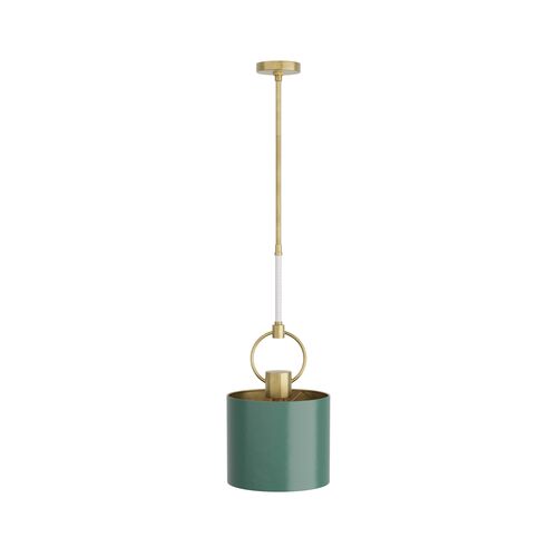 Tarlow Steel/Leather Pendant, Gold/Pine