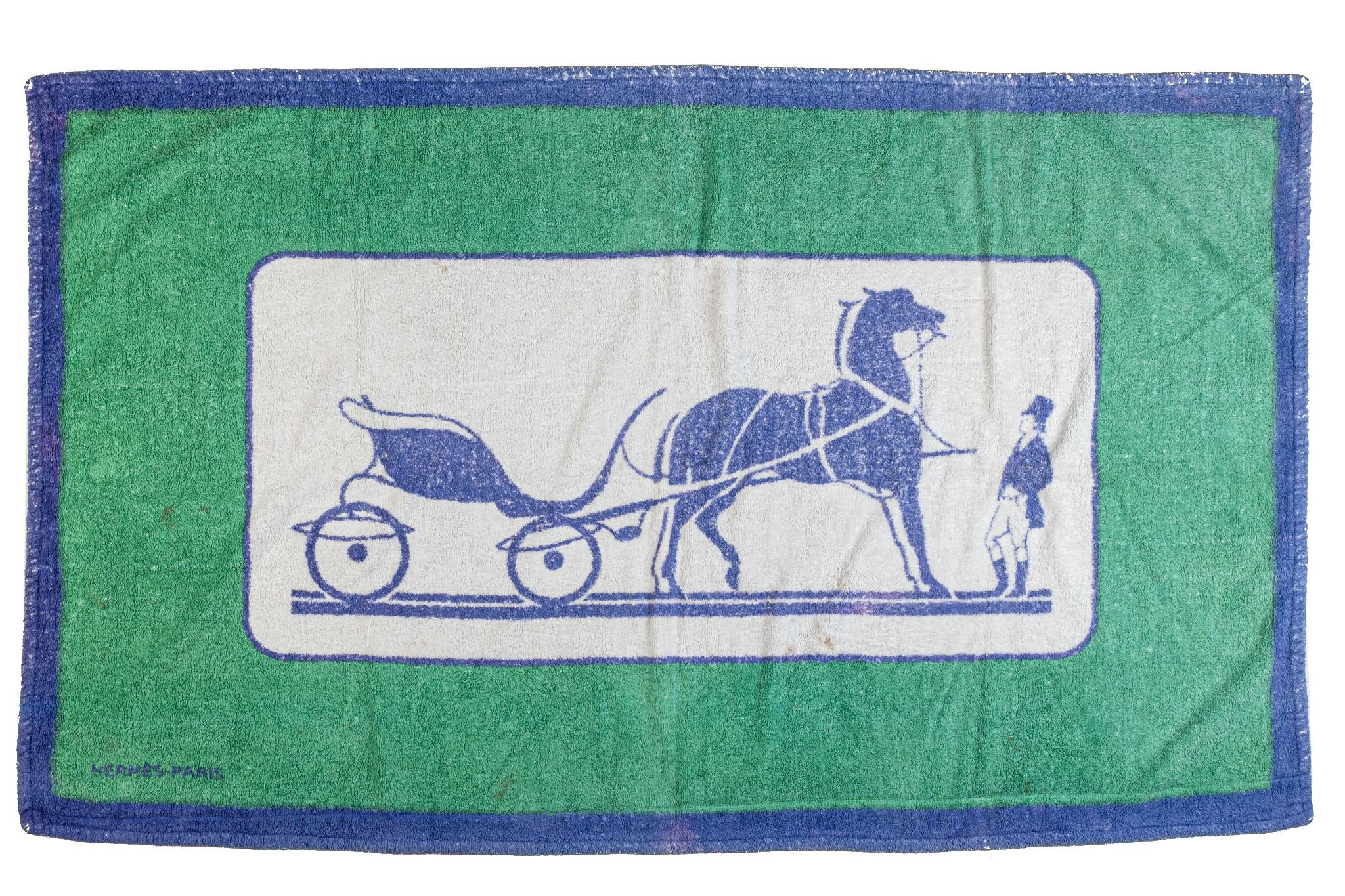 Hermes Vintage Carriage Blue Beach Towel~P77634900